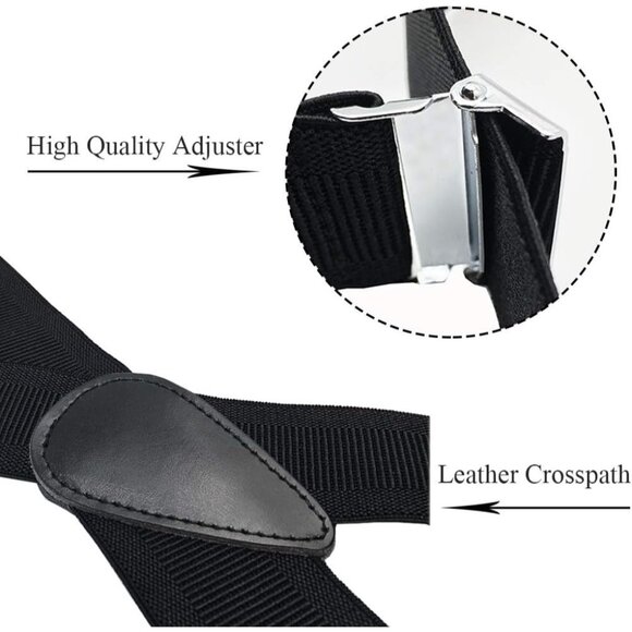 Mens Heavy Duty Adjustable Elastic X Back Suspenders with Strong Clips Big Tall - Picture 4 of 7